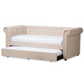 Light Beige Upholstered Twin Daybed with Trundle S50857