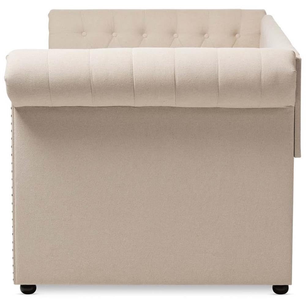 Light Beige Upholstered Twin Daybed with Trundle S50857