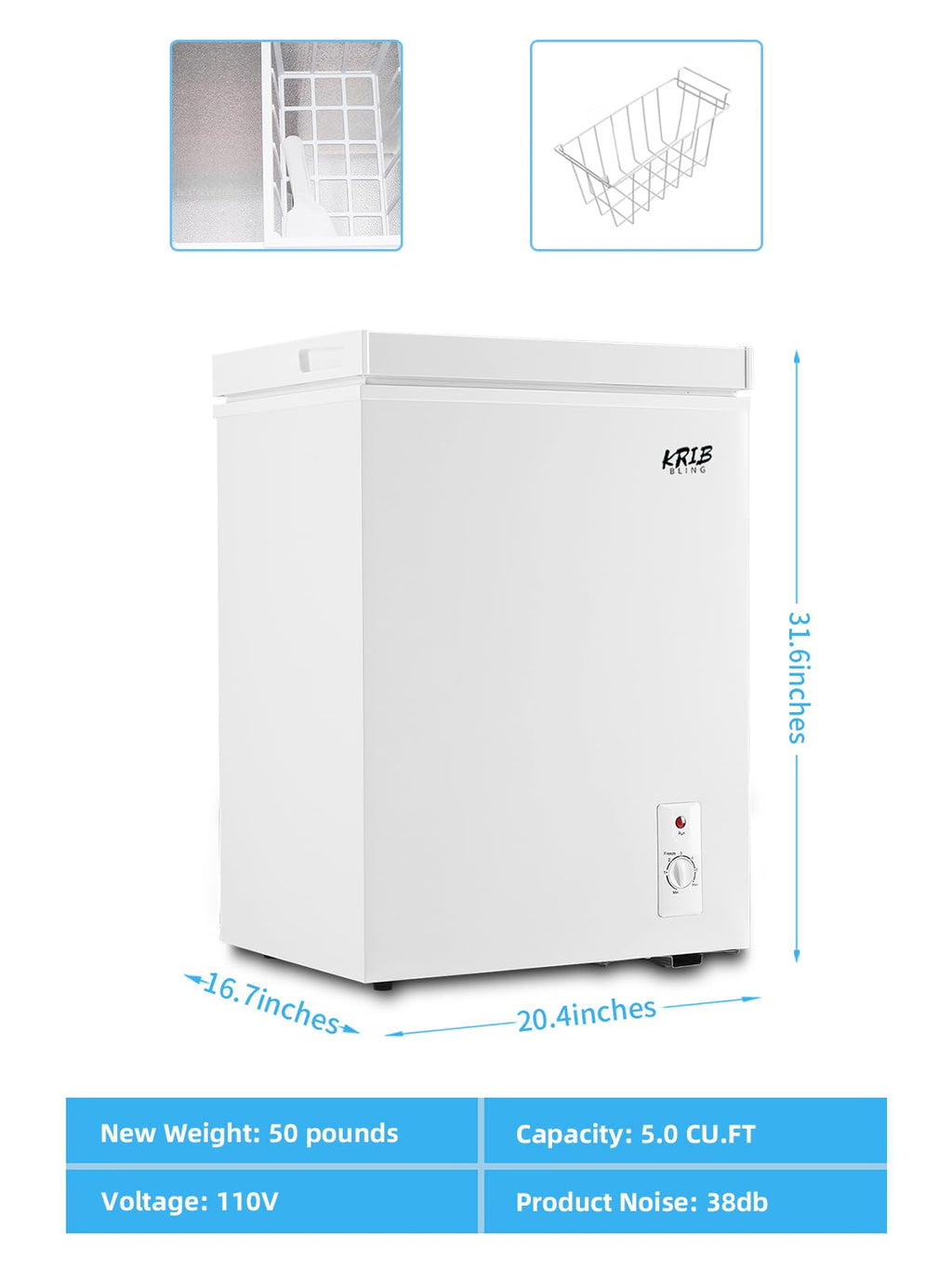 White 5.0 cu.ft Chest Freezer R2113