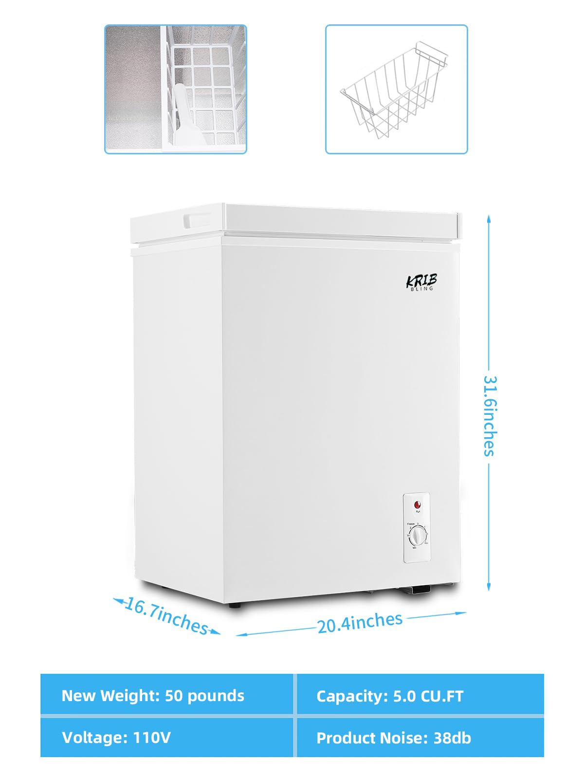 White 5.0 cu.ft Chest Freezer R2113