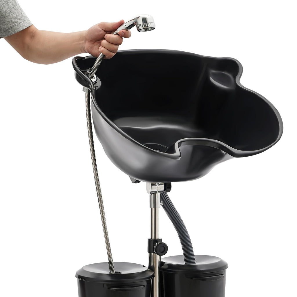 Portable Shampoo Bowl with Electric Pump, 2 Bucket Height Adjustable S8669