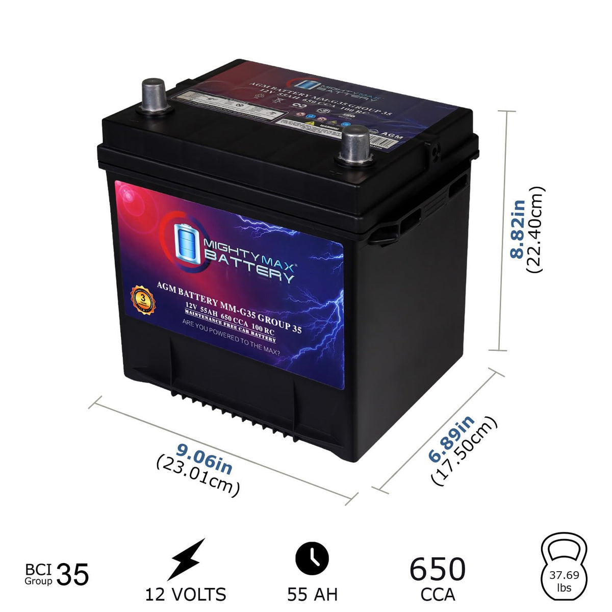 12V 55Ah AGM Replacement Battery B2831