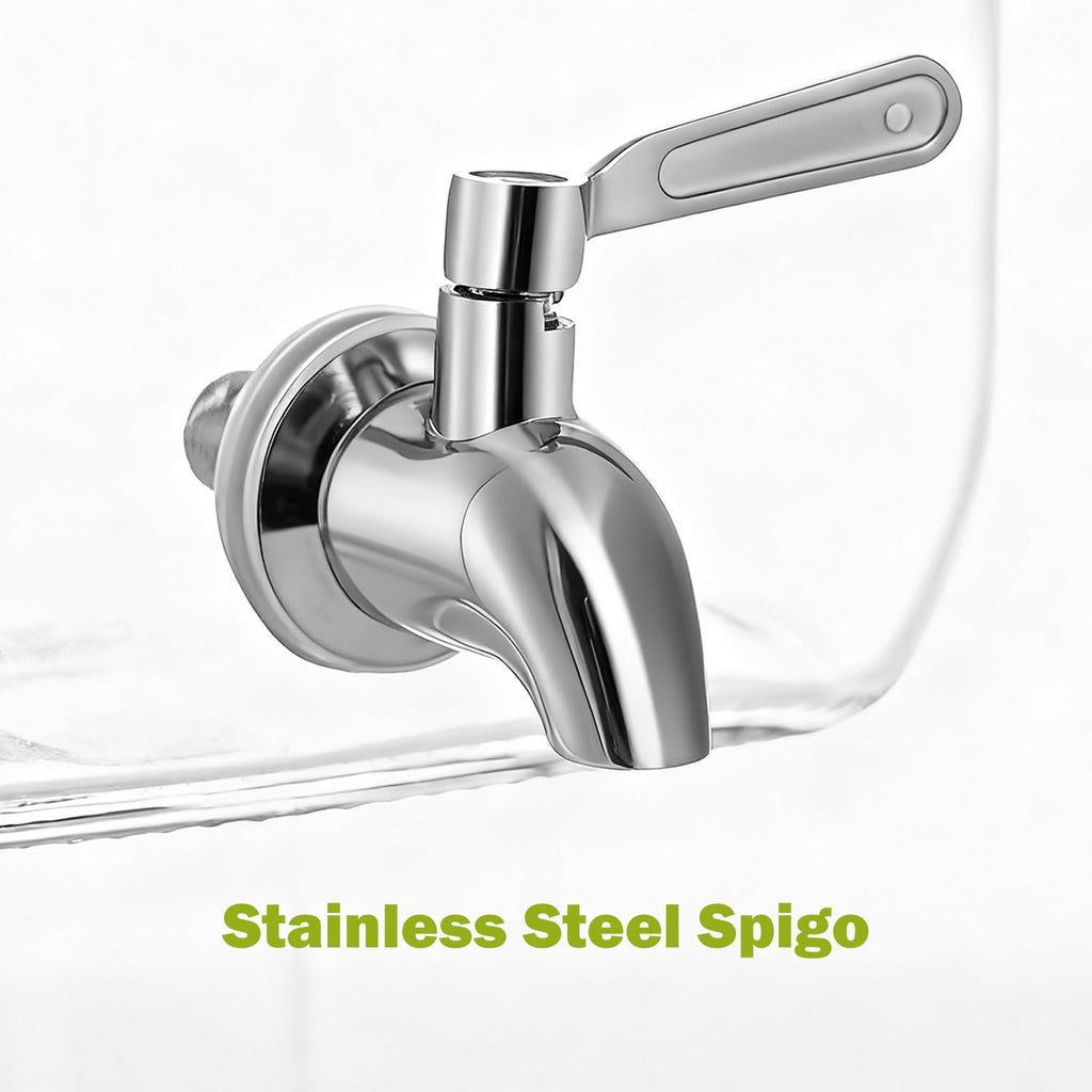 1 Gallon Glass Drink Dispenser with Stand and Spigot, 2 Pack S1541