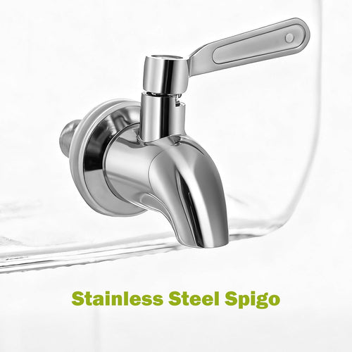 1 Gallon Glass Drink Dispenser with Stand and Spigot, 2 Pack S1541
