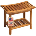 22" Teak Wood Shower Bench with Shelf & Handles Q5296