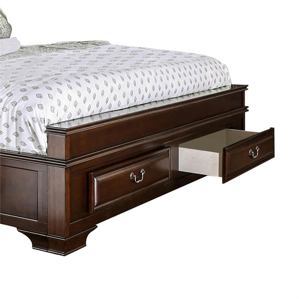 Brown Cherry California King Storage Bed with 4 Drawers M5240