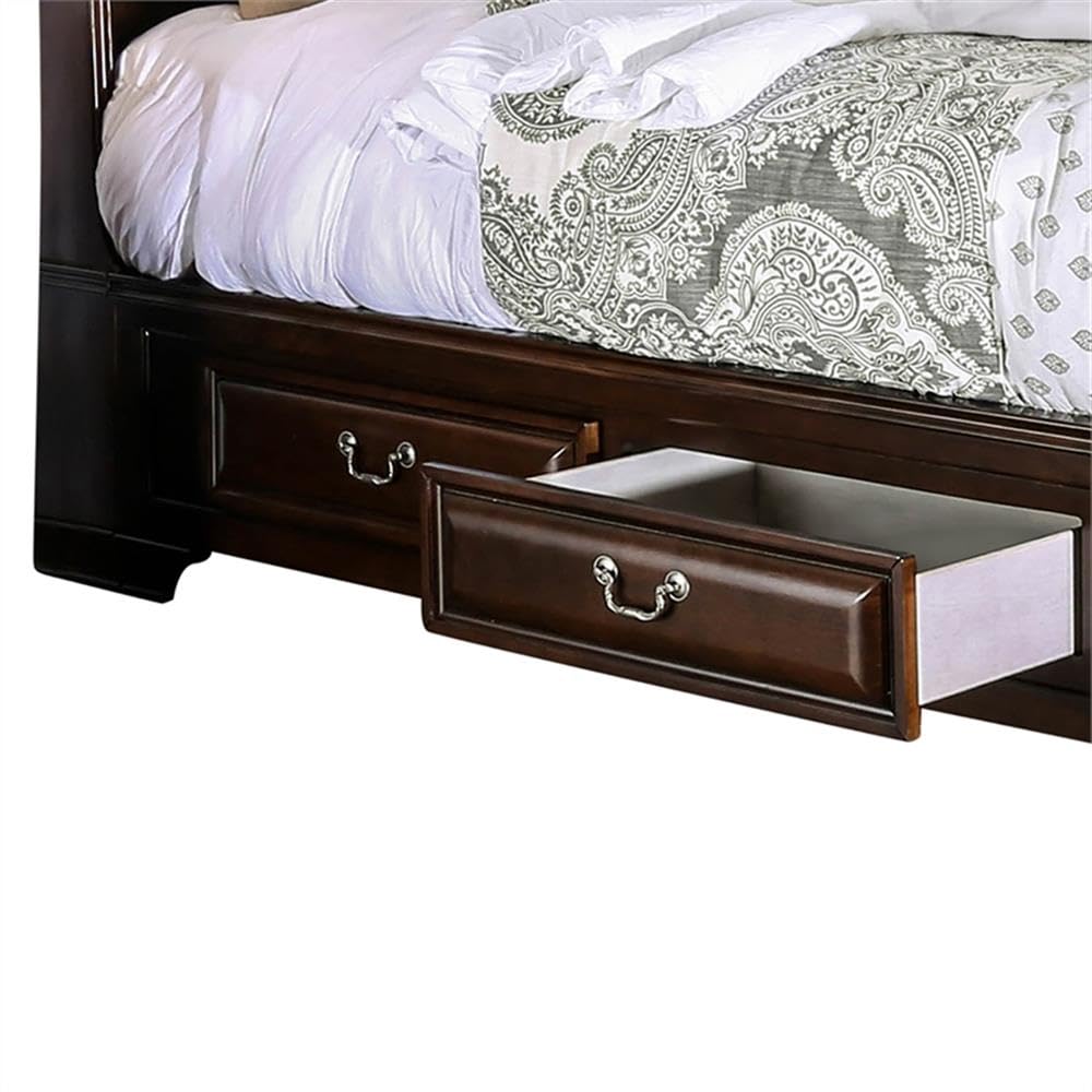 Brown Cherry California King Storage Bed with 4 Drawers M5240