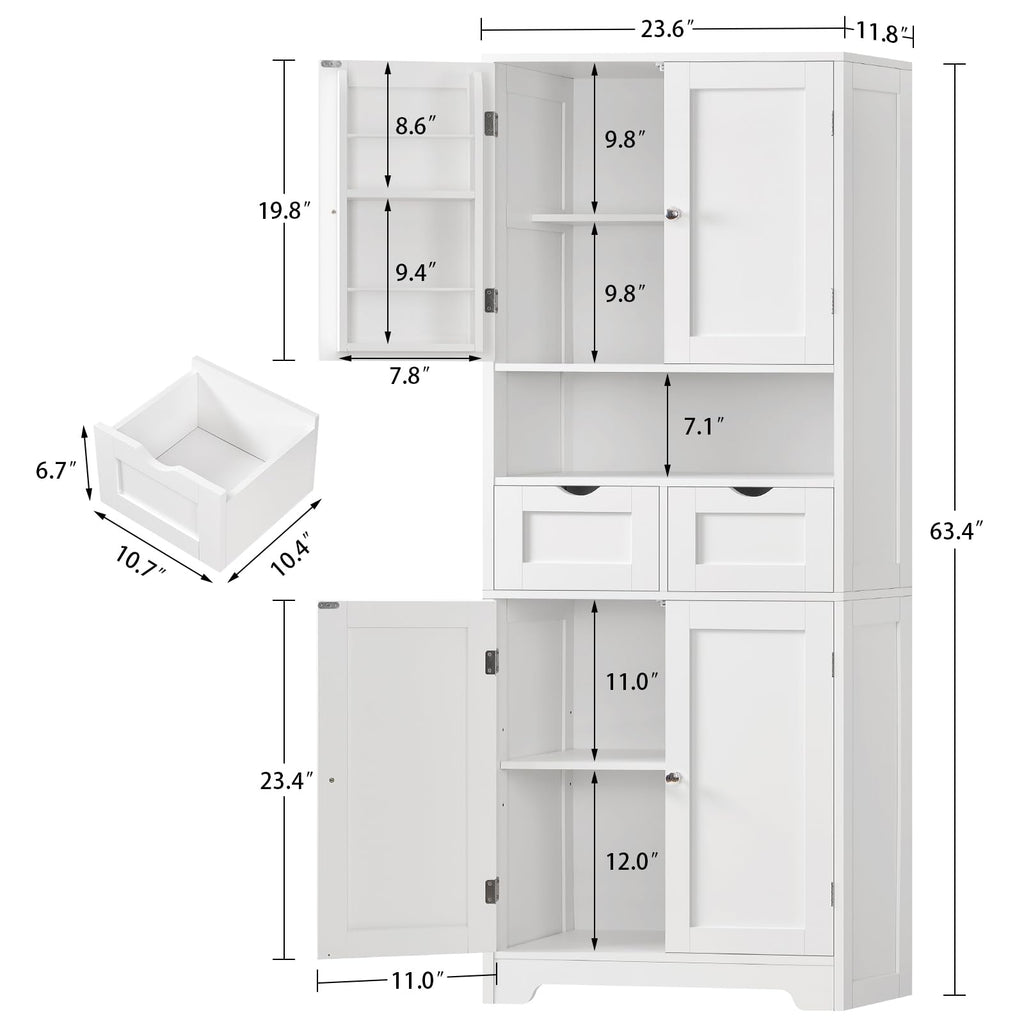 63.4"H Kitchen Pantry Cabinet with 4 Door Shelves Y43258