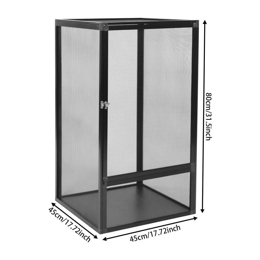 Black Large Aluminum Screen Reptile Terrarium Cage with Locking Latch H584203