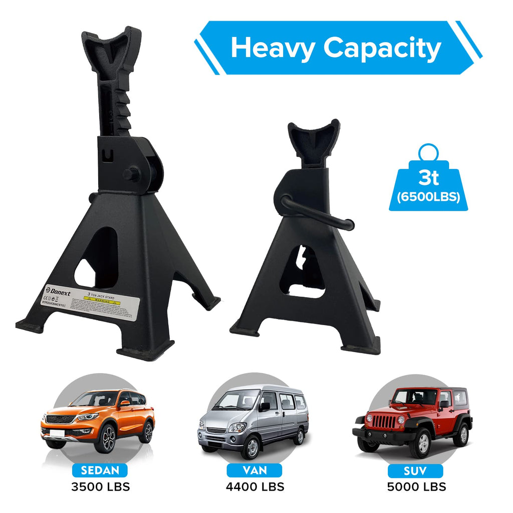 2.5 Ton Steel Floor Jack and 3 Ton Black Jack Stands L946
