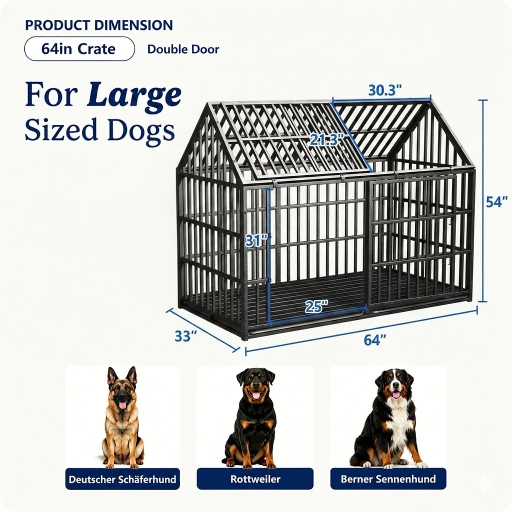 64 inches Heavy Duty Metal Dog Crate L673