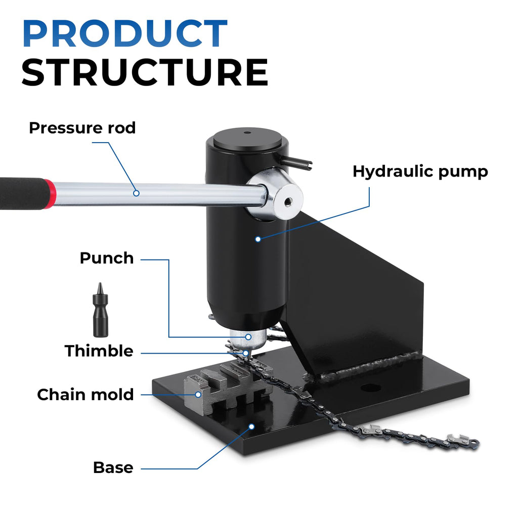Chainsaw Chain Breaker Repair Tool with Two Punches and One Base A380001