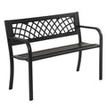 4 Feet Heavy-Duty Metal Patio Bench with Backrest Armrests Q1372