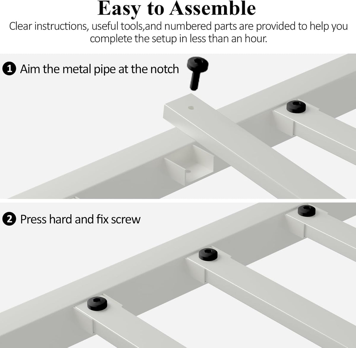 White Twin Metal Bed Frame with Headboard and Footboard X7743