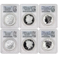 Set of 6 American Silver Morgan and Peace $1 U73079