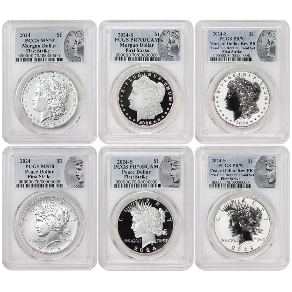 Set of 6 American Silver Morgan and Peace $1 U73079