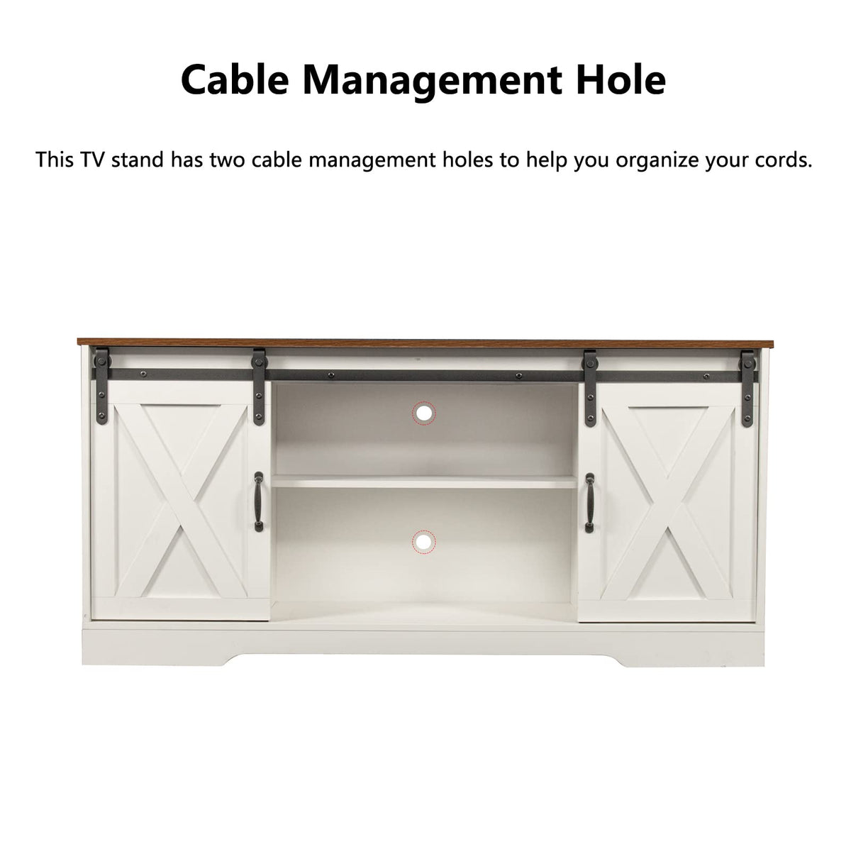65 Inch TV Stand with Sliding Barn Doors and Storage Cabinets B54222
