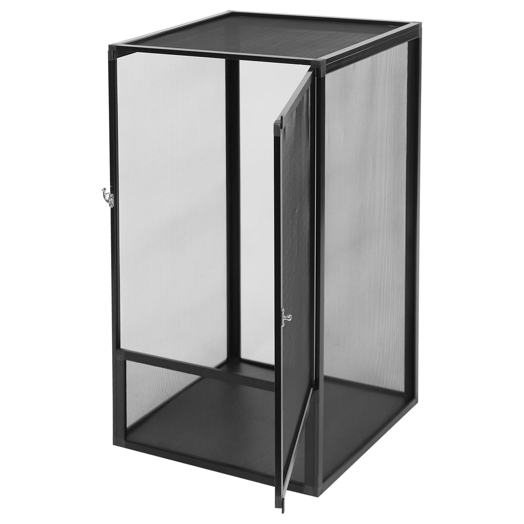 Black Large Aluminum Screen Reptile Terrarium Cage with Locking Latch H584203