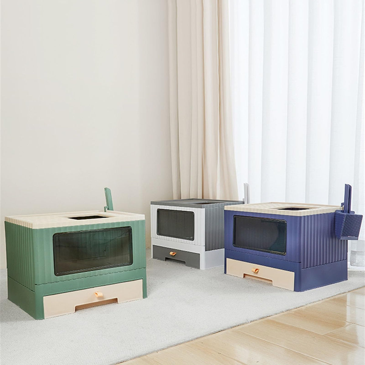 Top Entry Cat Litter Box with Lid Foldable H42288