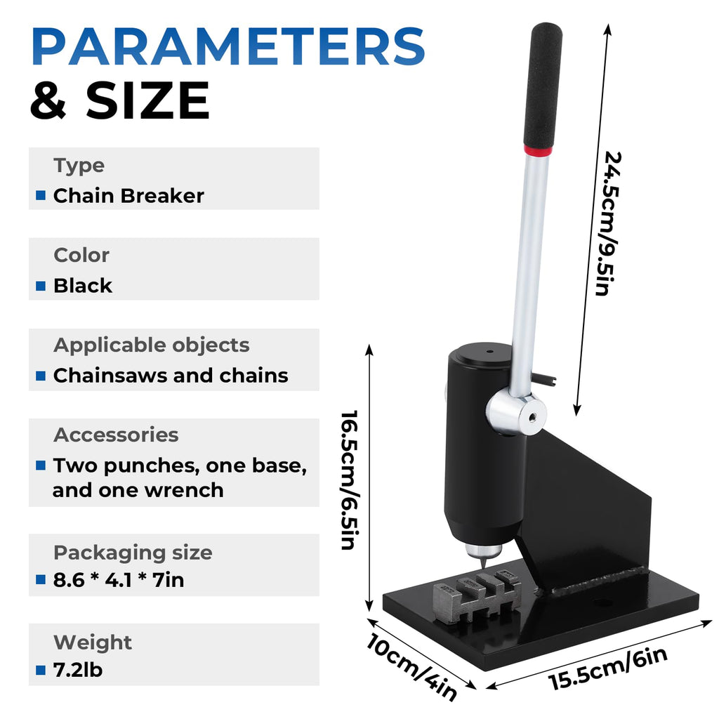 Chainsaw Chain Breaker Repair Tool with Two Punches and One Base A380001