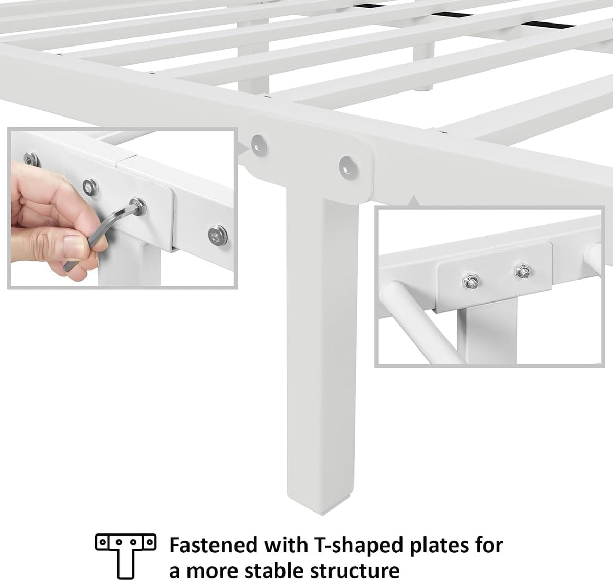 White Twin Metal Bed Frame with Headboard and Footboard X7743