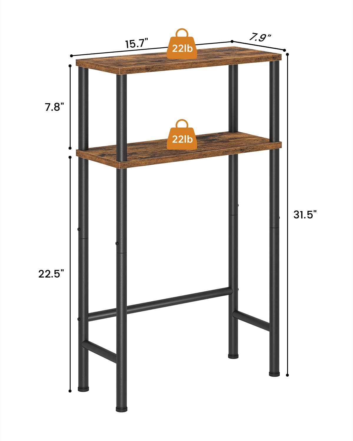 Narrow 15.7" 2-Tier Console Table Z56708