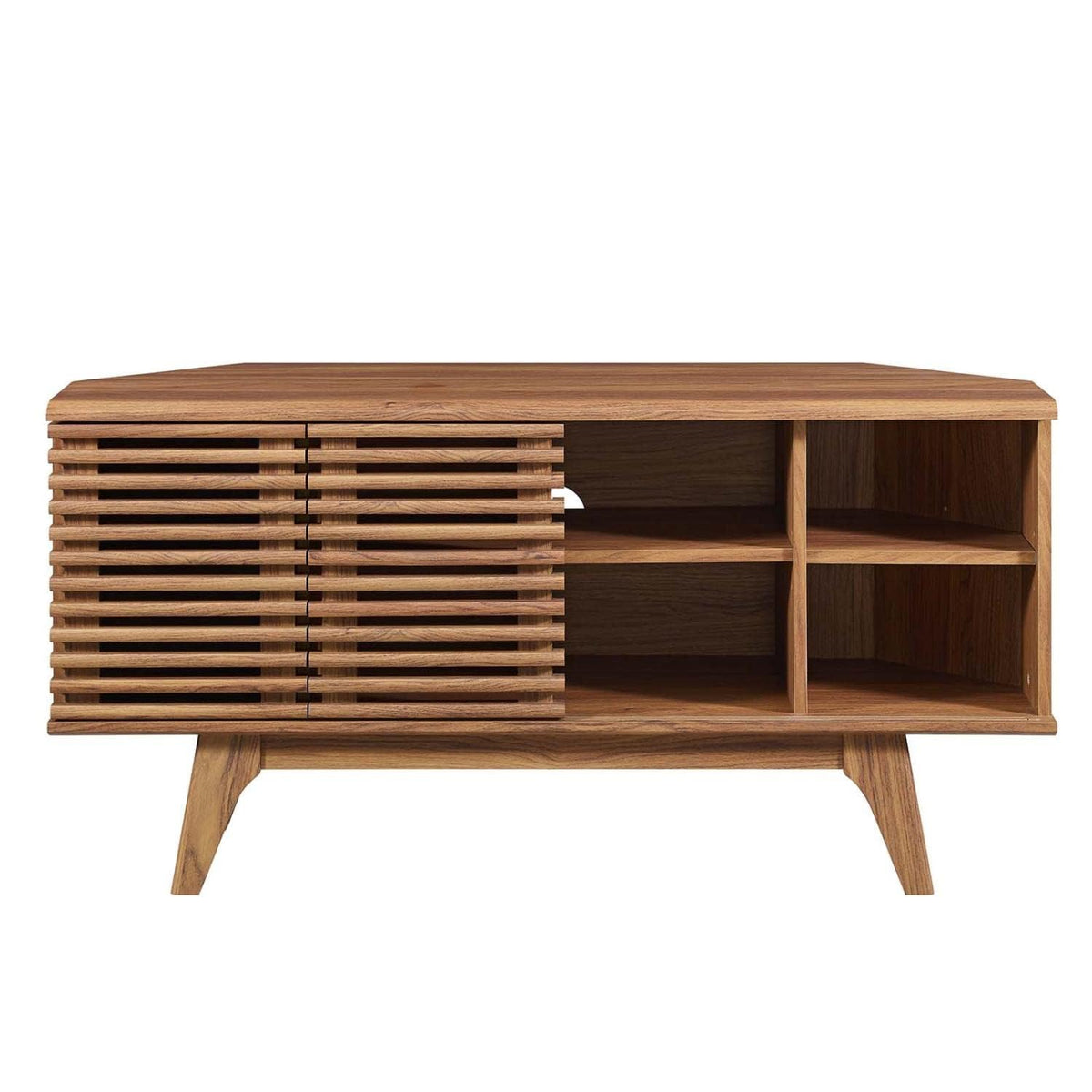 46 in Walnut Corner TV Stand with Sliding Doors W850