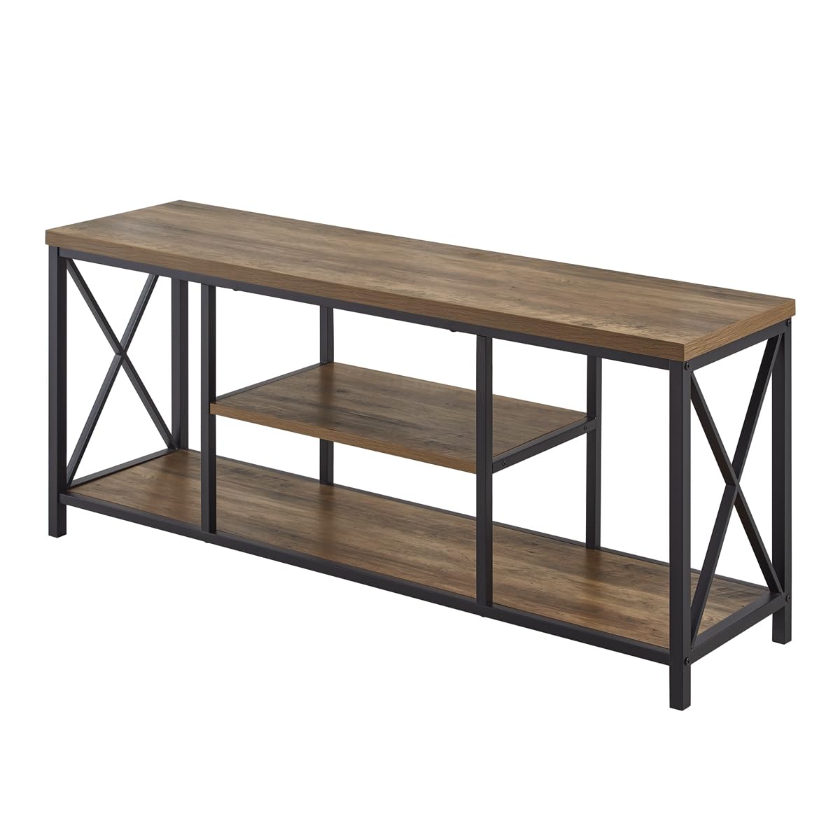 Oak 55 inch Wood and Metal TV Stand with Storage Shelves G20222