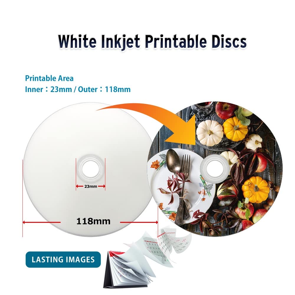 25GB White Inkjet Printable Blank Blu-ray Discs 50-Pack K37523