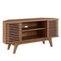 46 in Walnut Corner TV Stand with Sliding Doors W850