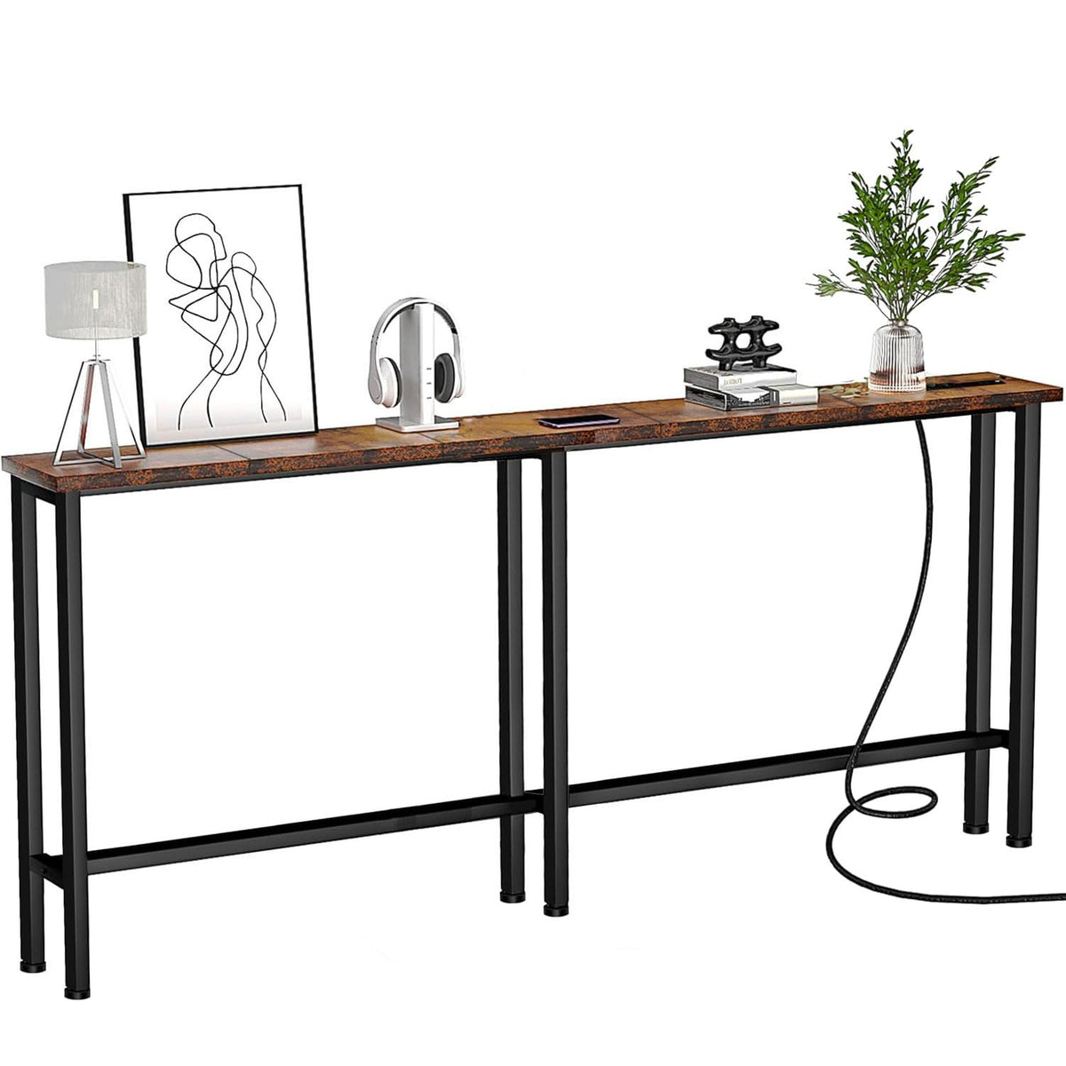 78" Narrow Console Sofa Table with Power Outlets & 2 USB Ports Y345