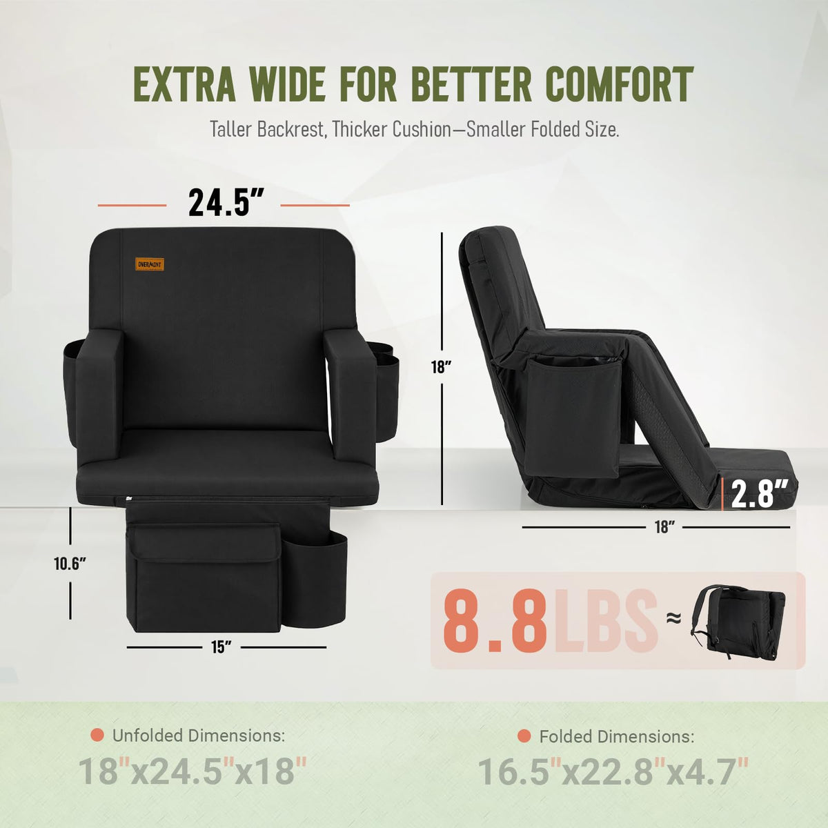 Stadium Seat with Back Support and Armrests, 2-Pack U299