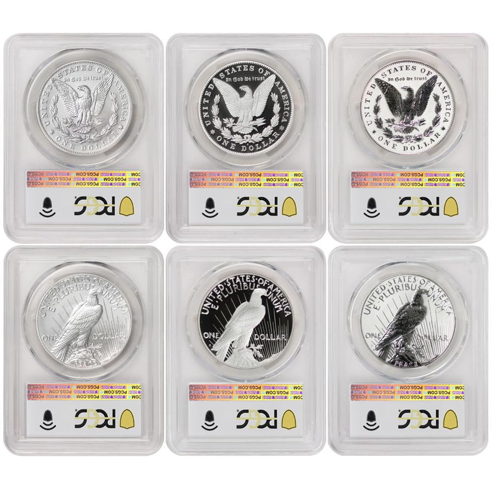 Set of 6 American Silver Morgan and Peace $1 U73079
