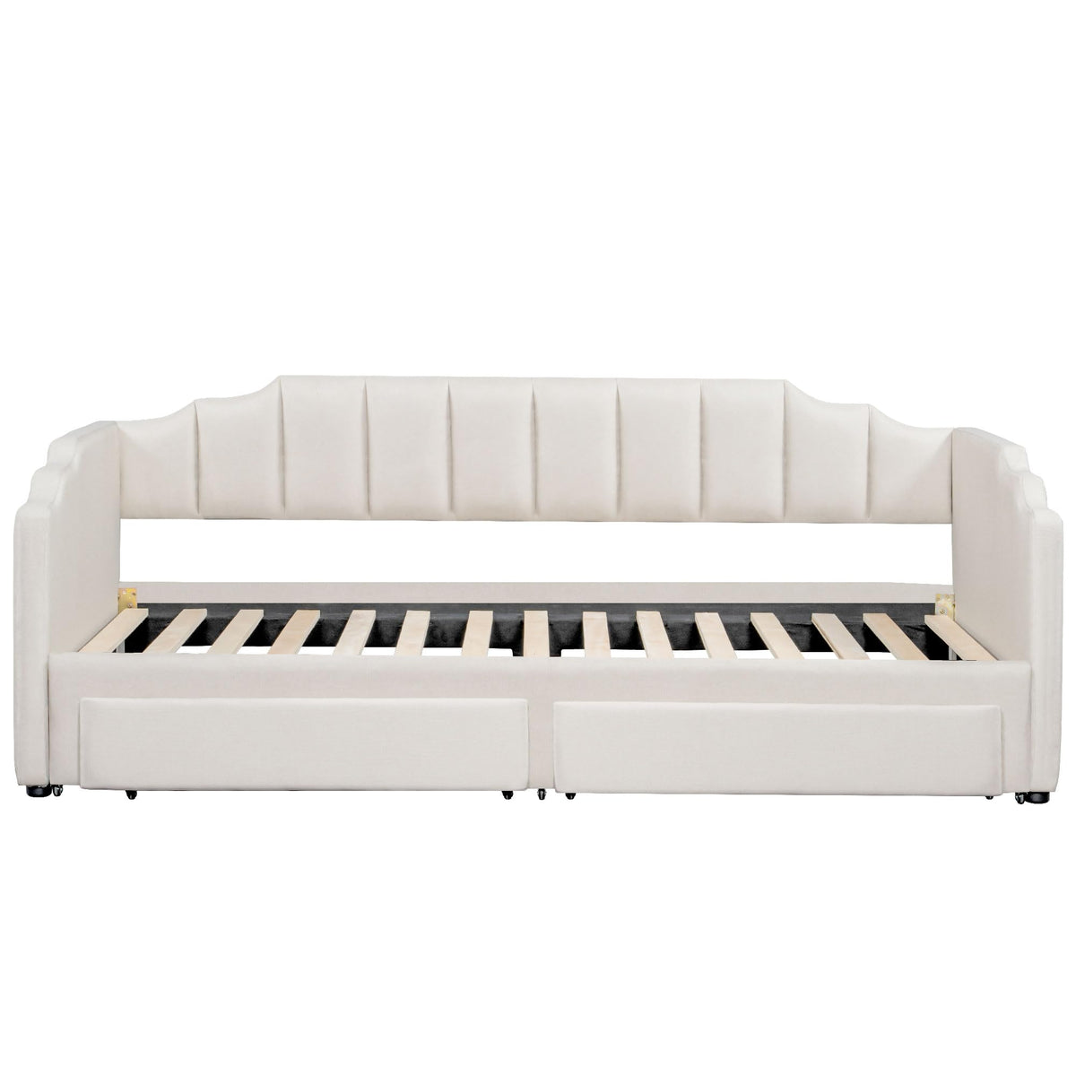 Twin XL to King Extendable Upholstered Daybed Frame with 2 Storage Drawers M9477