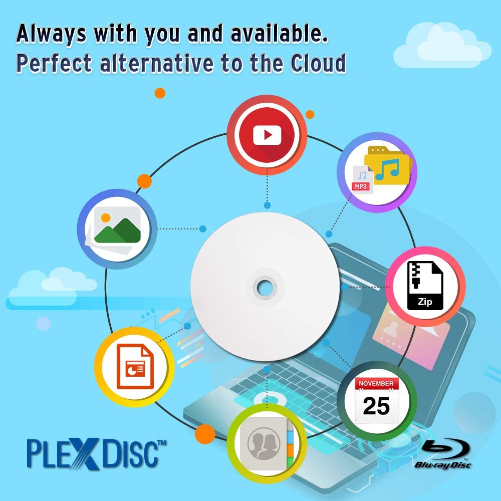 25GB White Inkjet Printable Blank Blu-ray Discs 50-Pack K37523