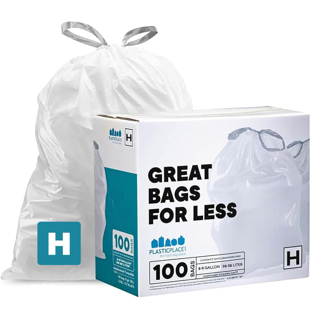 White 8-9 Gallon Drawstring Trash Bags, 100 Count T197370