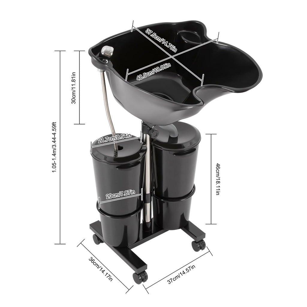 Portable Shampoo Bowl with Electric Pump, 2 Bucket Height Adjustable S8669