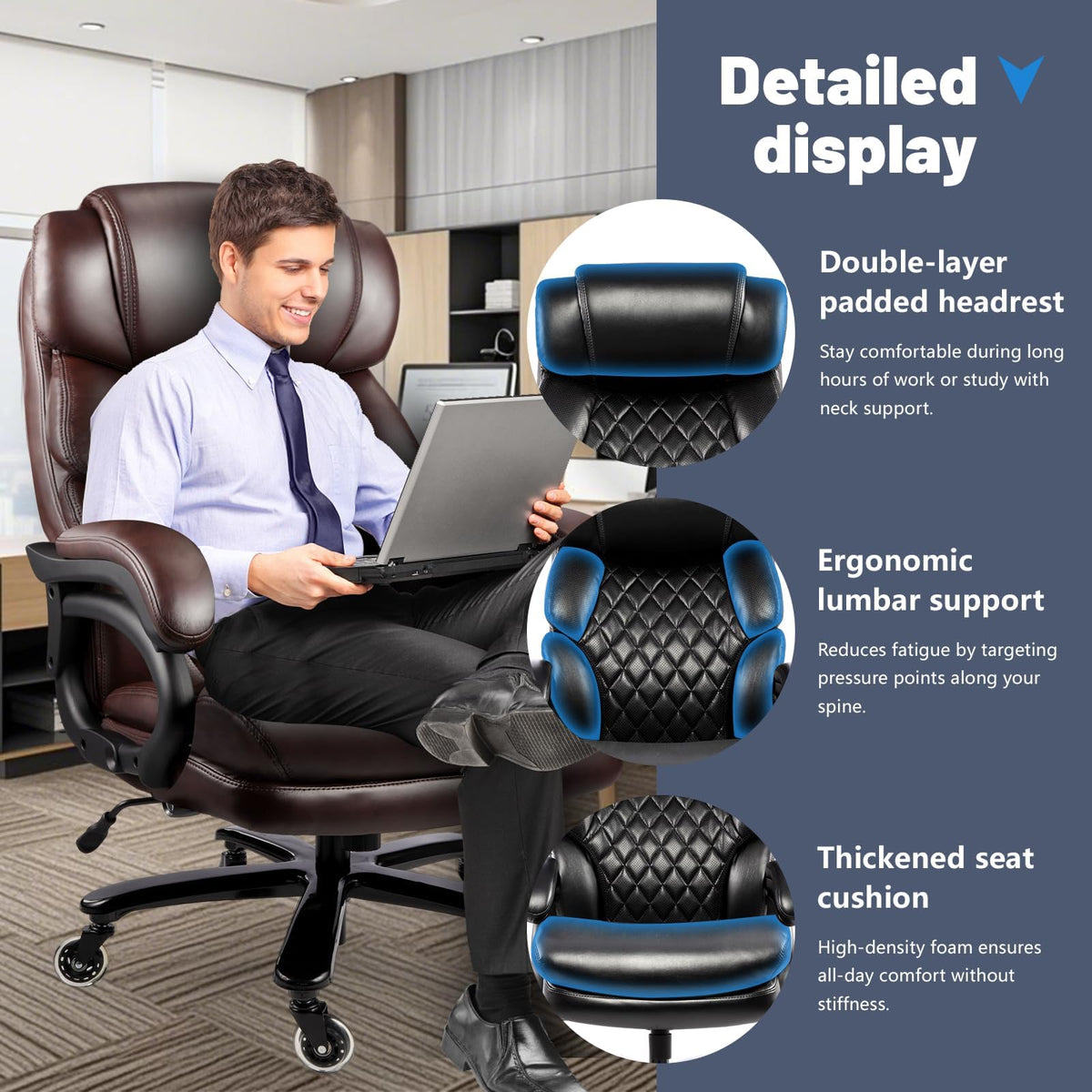 Big and Tall Heavy Duty Executive Office Chair with High Back N967