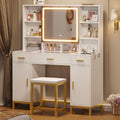 White Vanity Desk with Mirror and Lights W222