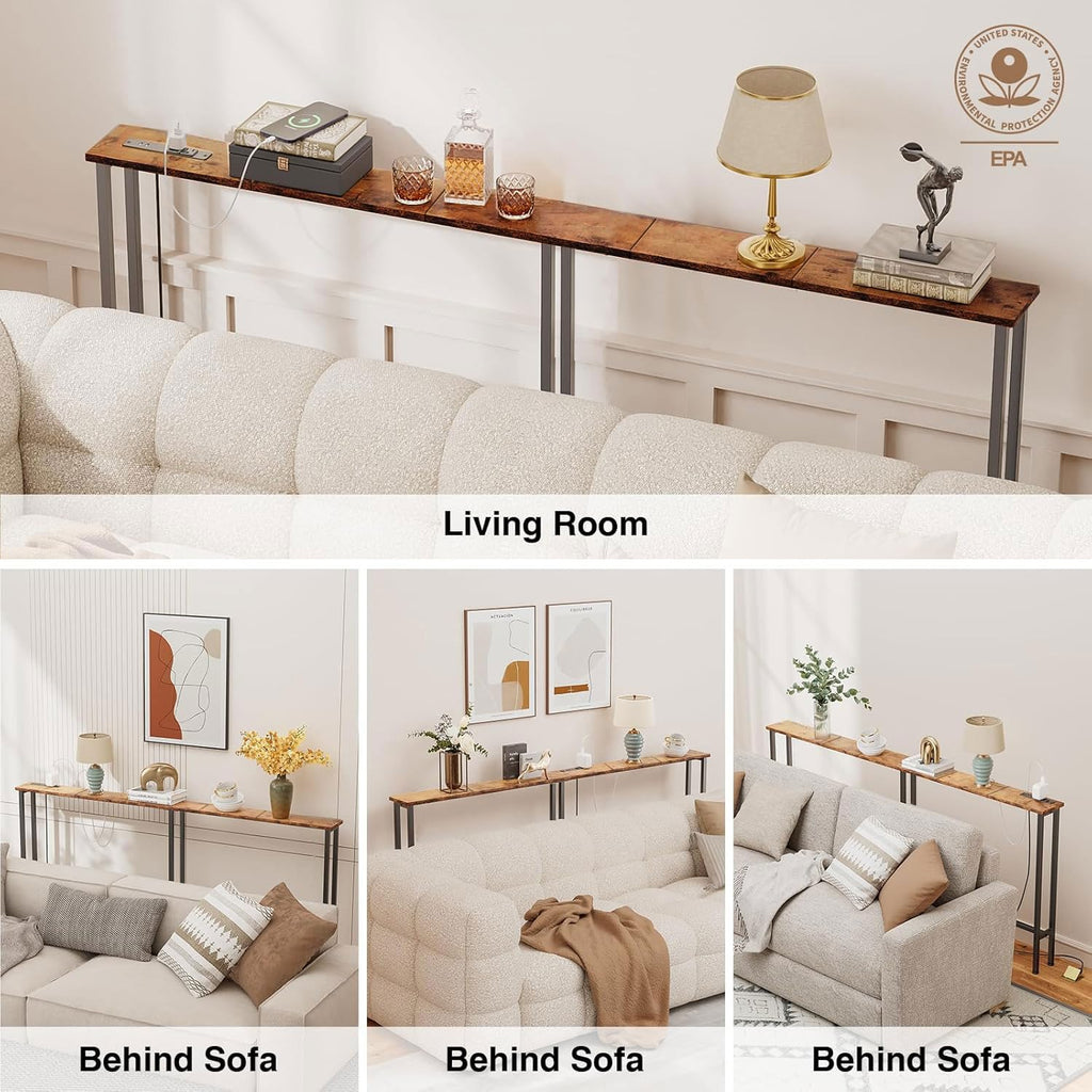 78" Narrow Console Sofa Table with Power Outlets & 2 USB Ports Y345