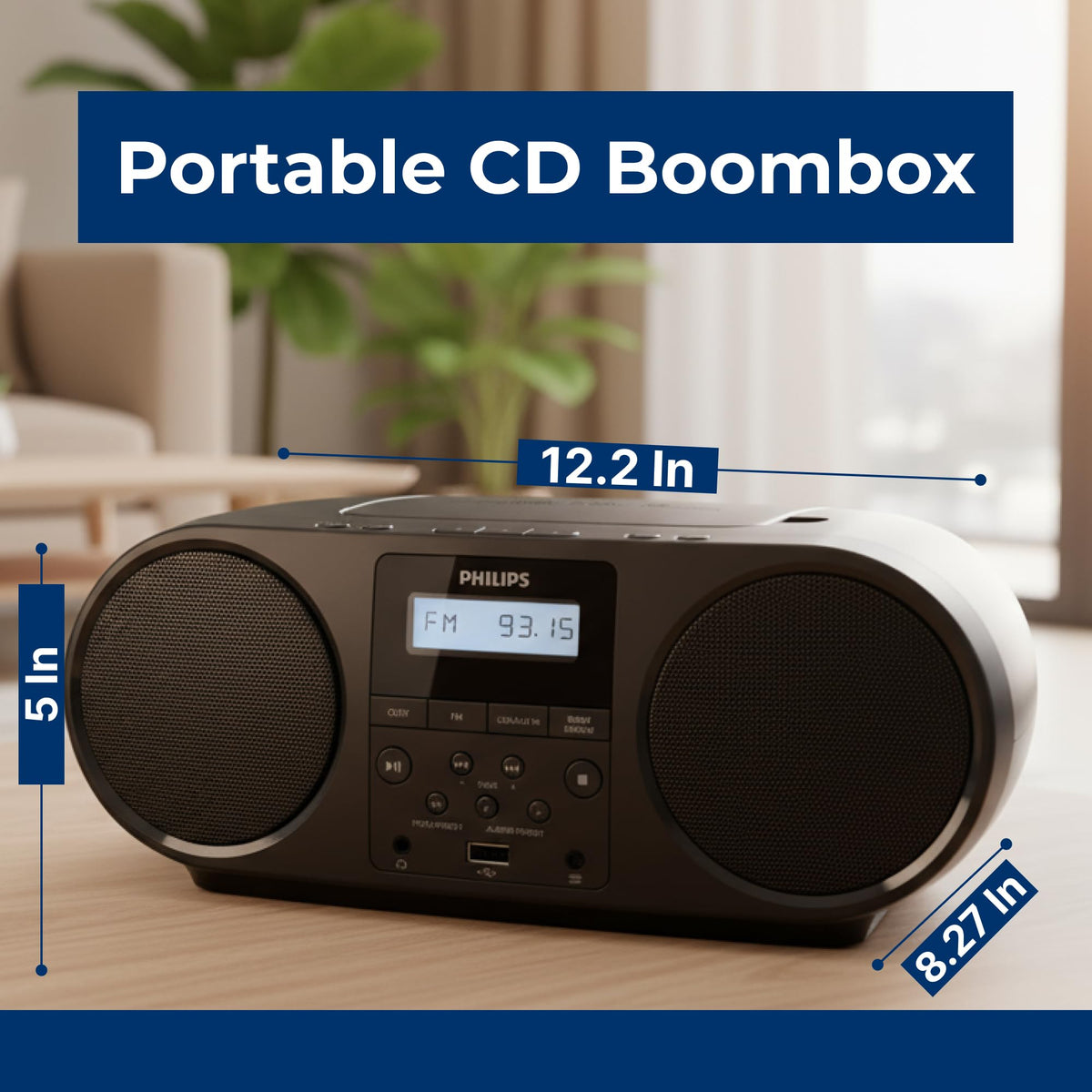 Portable CD Player Boombox with Bluetooth FM Radio USB Aux Input B935
