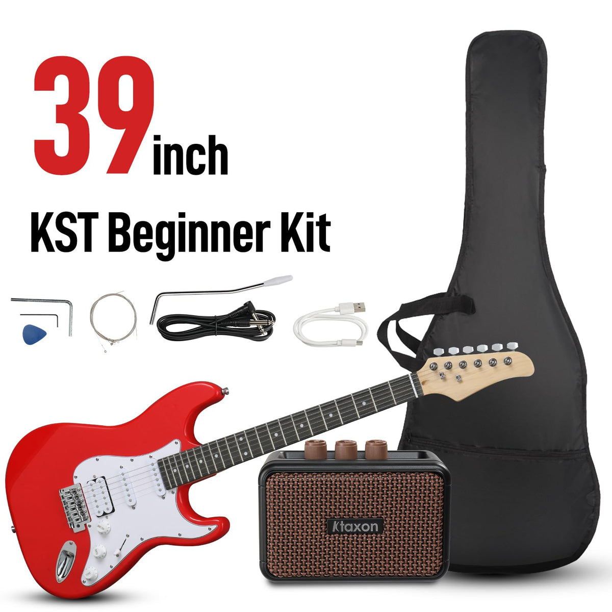 39 Inch Red Electric Guitar Kit with Amp E43671