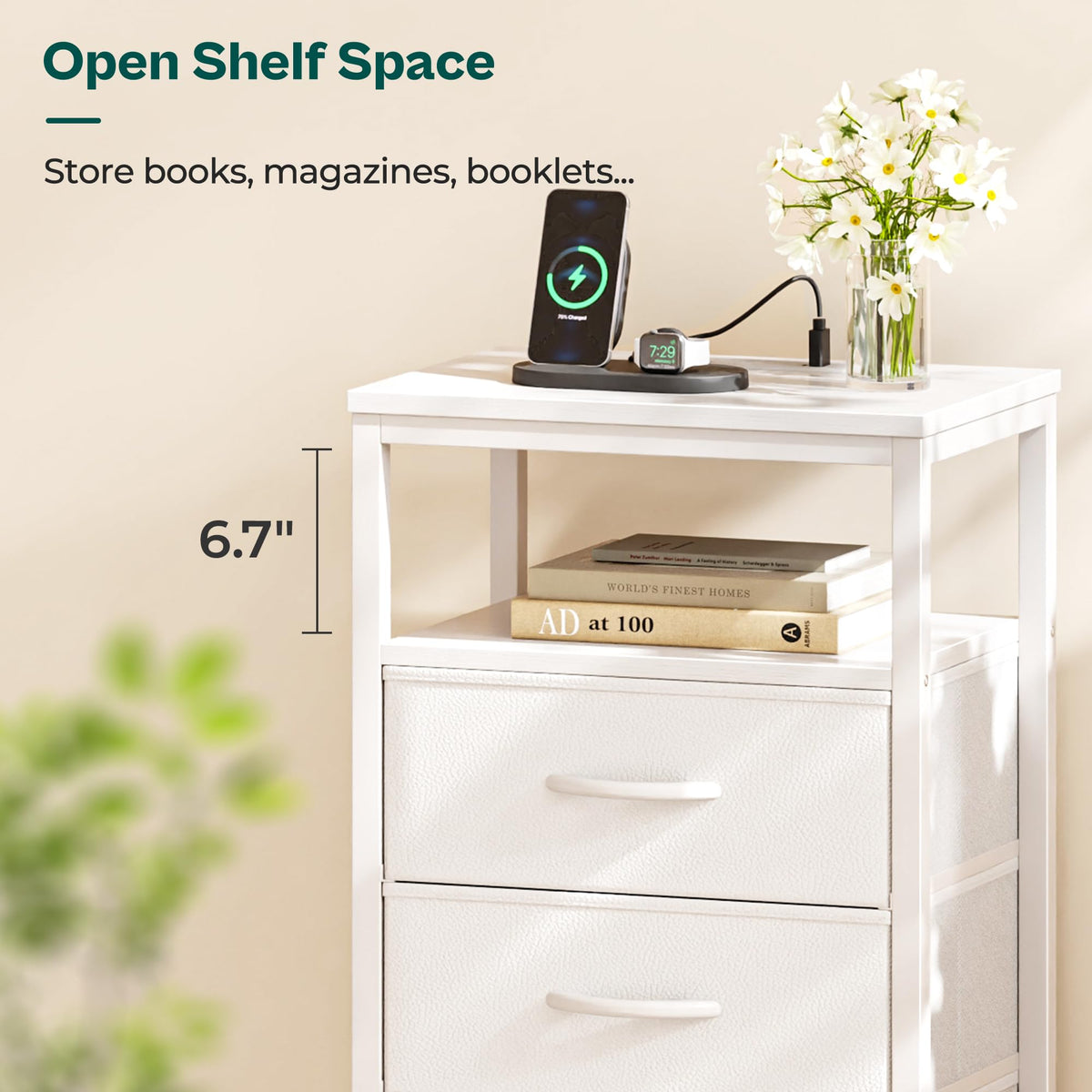White 5 Drawer Dresser with Charging Station R606422