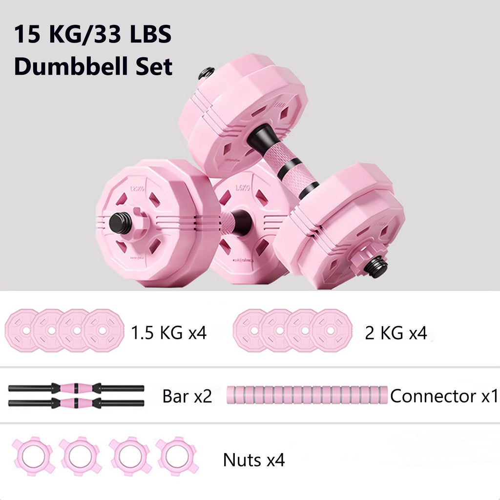 Adjustable Dumbbells Set 2 in 1 Free Weights Dumbbell Barbell Set I812537