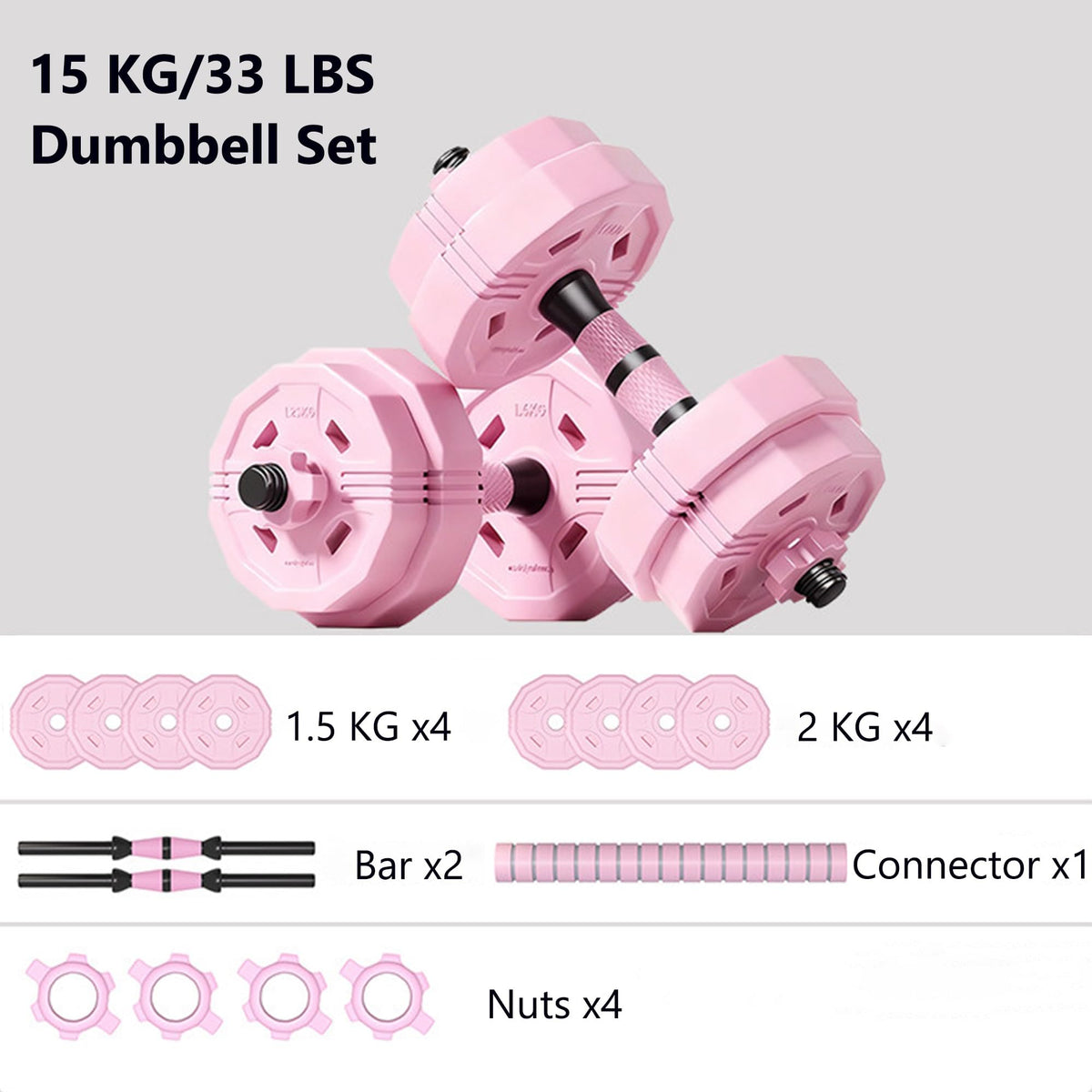 Adjustable Dumbbells Set 2 in 1 Free Weights Dumbbell Barbell Set I812537