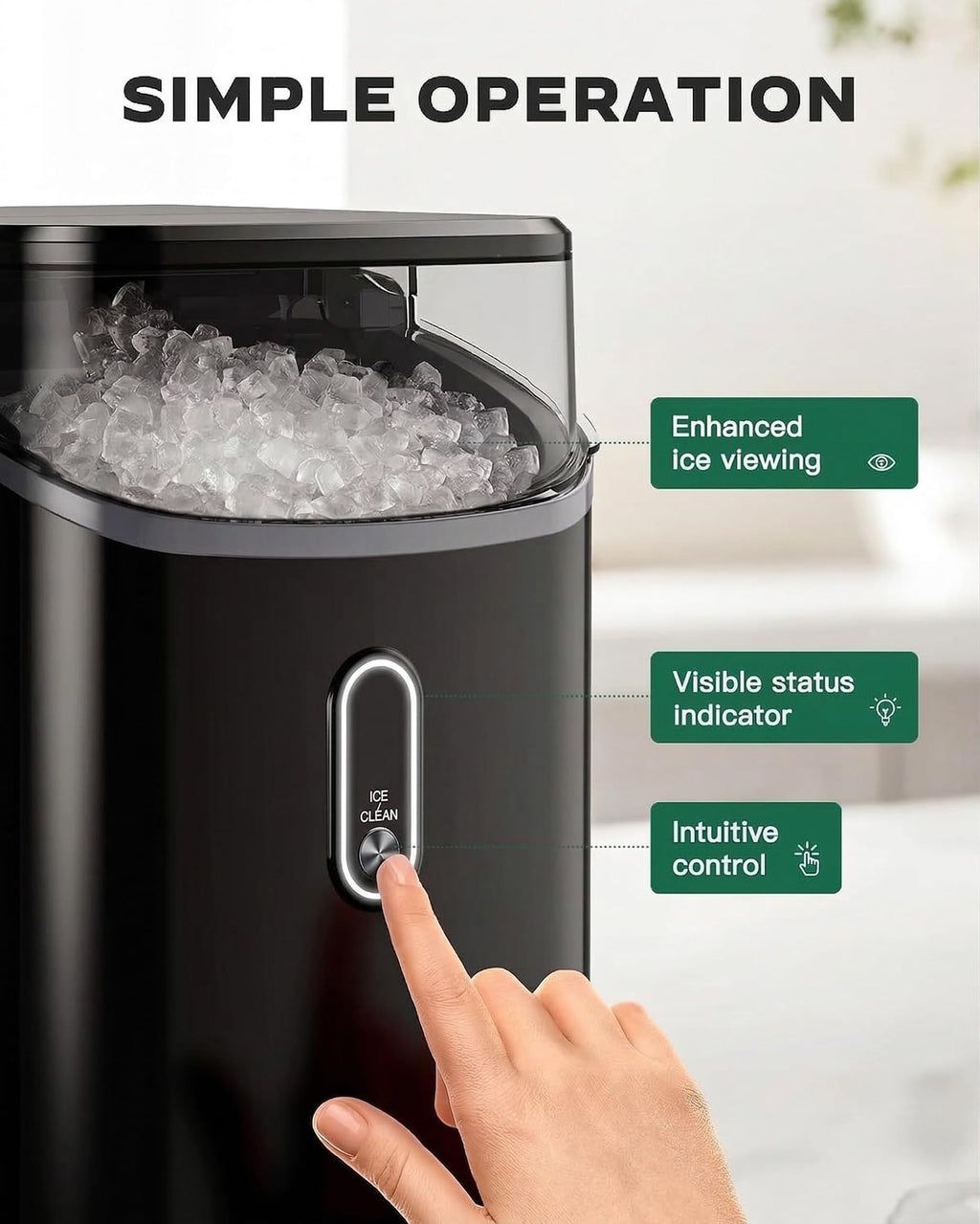 Nugget Pebble Ice Maker Countertop with Self-Cleaning Y866994