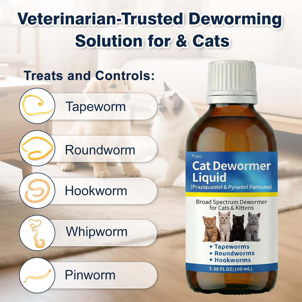 Praziquantel & Pyrantel Pamoate Dewormer Liquid for Cats and Kittens 100 mL V861