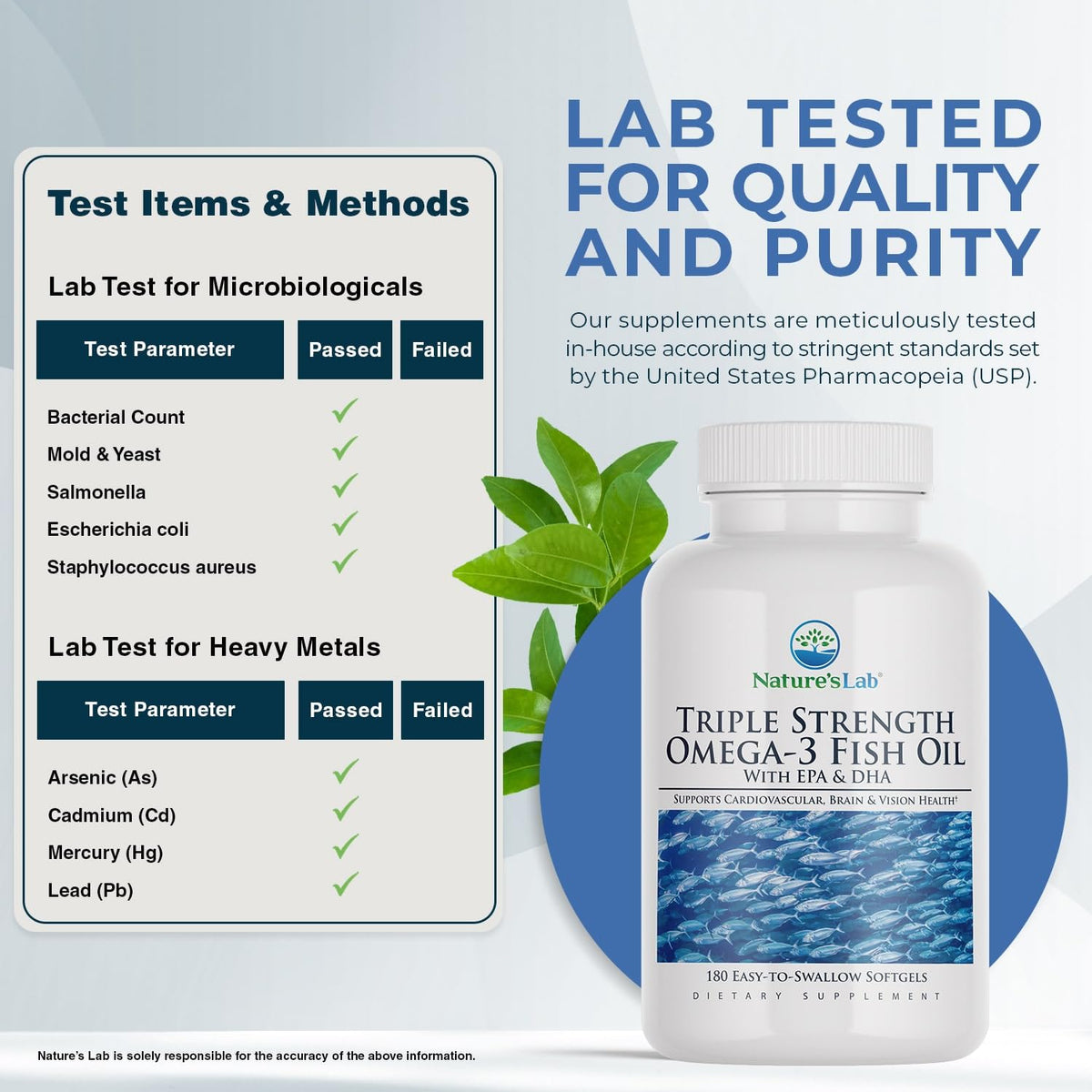 Triple Strength Omega-3 Fish Oil with EPA & DHA 180 Softgels T5407