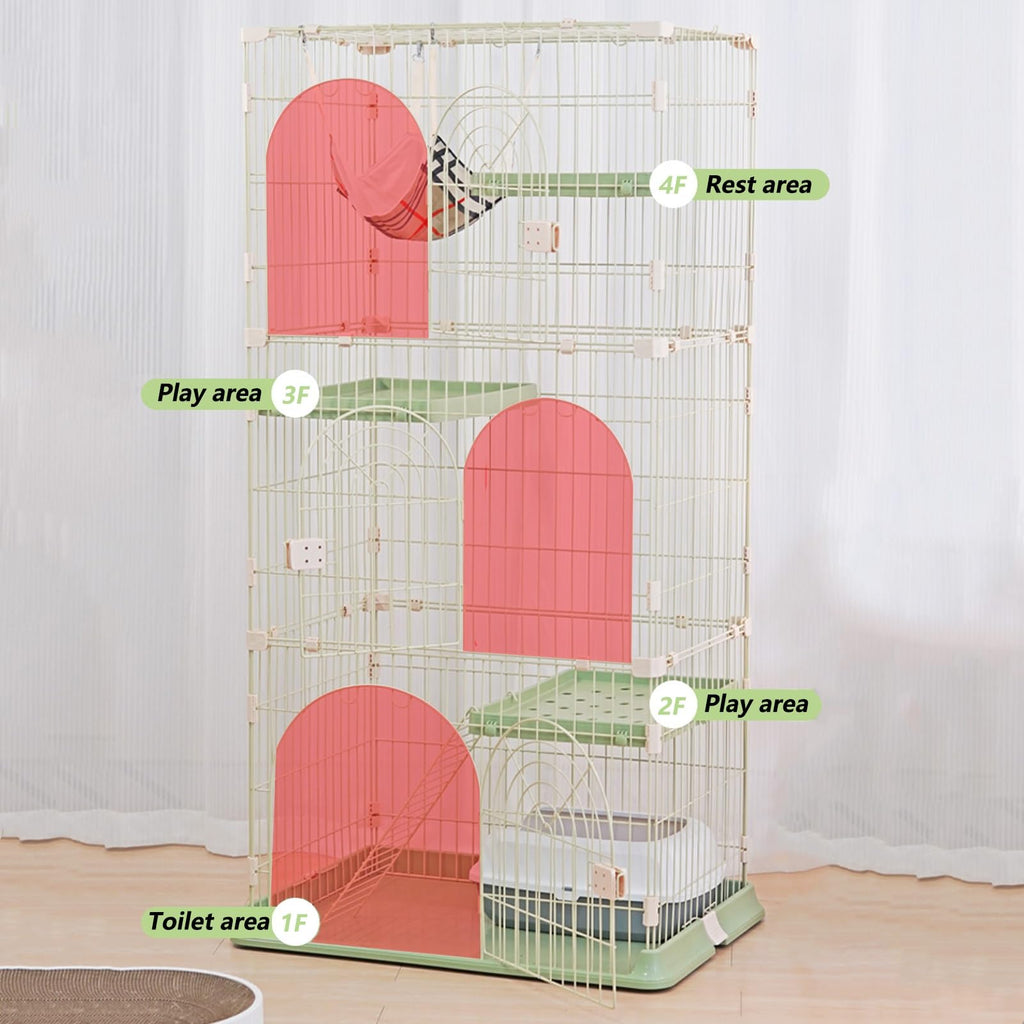 3/4-Tier Wire Cat Cage Playpen Kennel with Hammock T8916