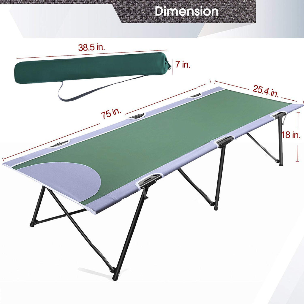 Green Folding Camping Cot with Carry Bag L7068